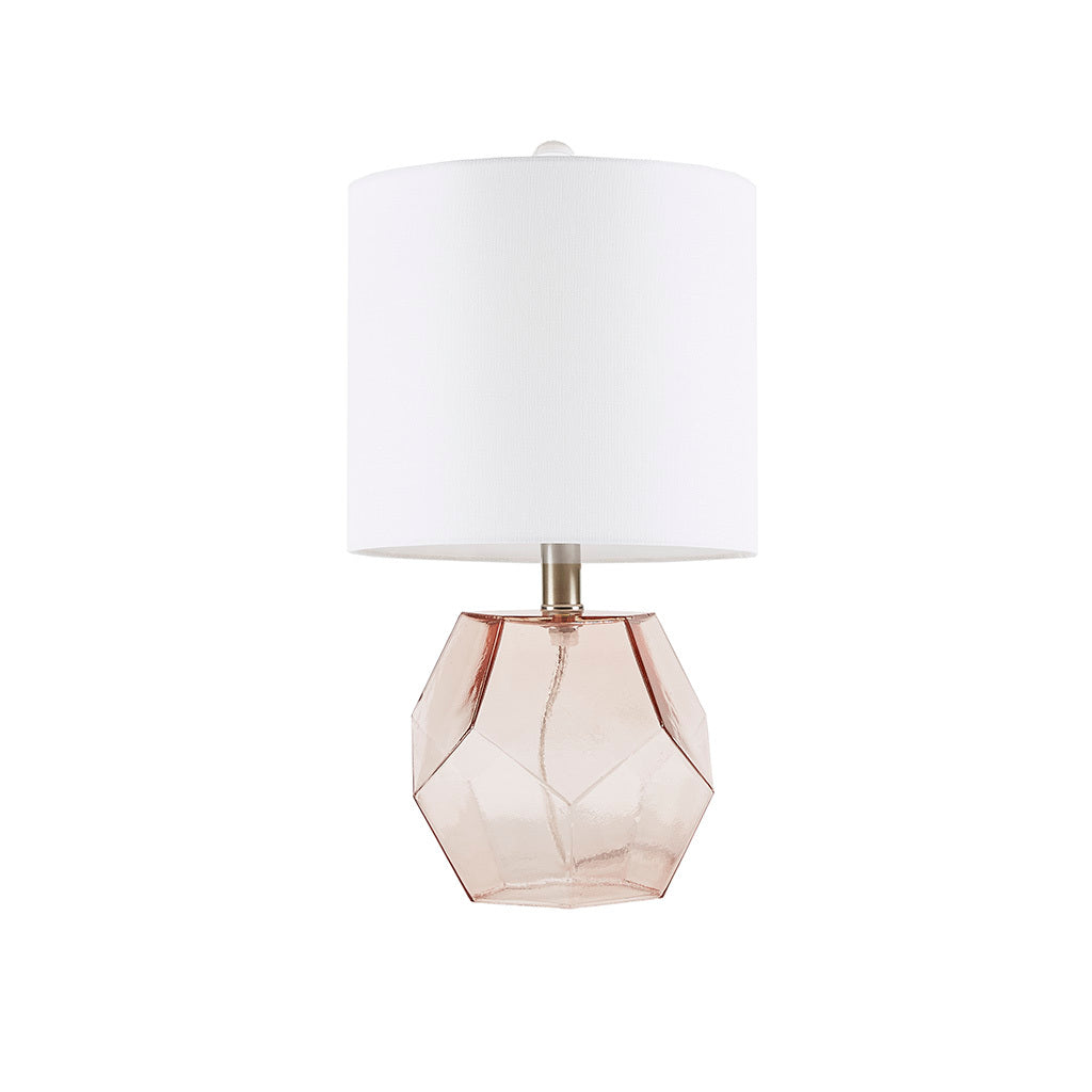 Bella Geometric Glass Table Lamp Pink Cotton