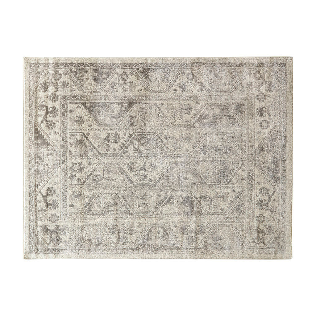 Tiled Border Area Rug Beige Cream Polyester