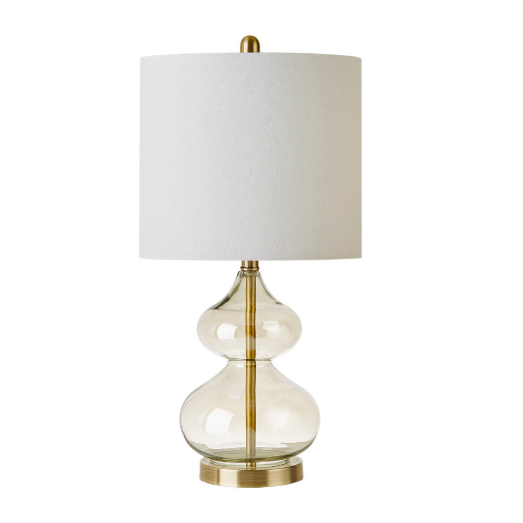 Ellipse Curved Glass Table Lamp, Set Of 2 Gold Cotton