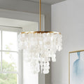 Layered Capiz Chandelier White Cotton