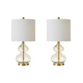 Ellipse Curved Glass Table Lamp, Set Of 2 Gold Cotton