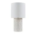 Embossed Floral Resin Table Lamp Ivory Cotton