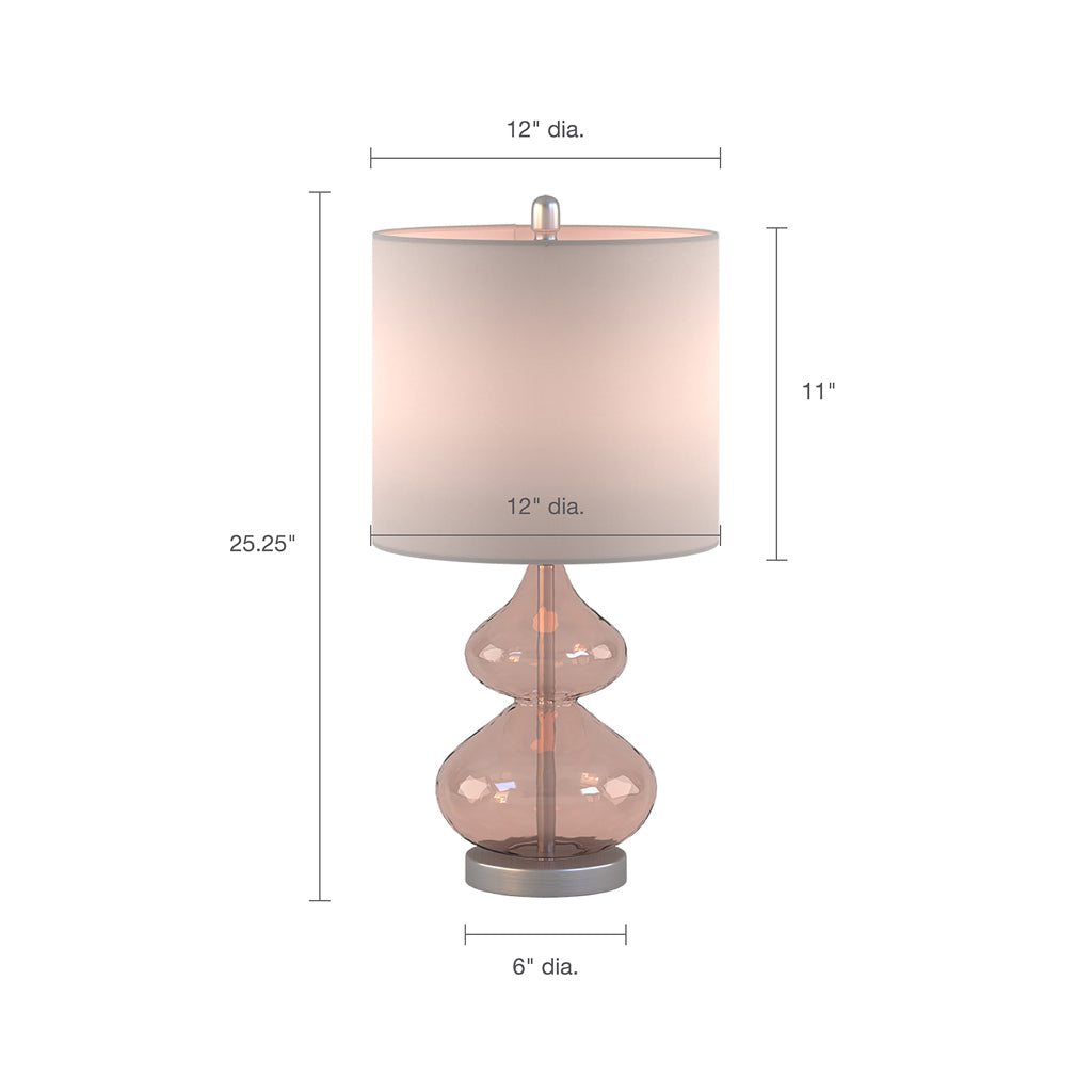 Ellipse Curved Glass Table Lamp, Set Of 2 Pink Cotton