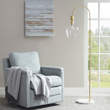 Arched Floor Lamp With Marble Base Gold Cotton