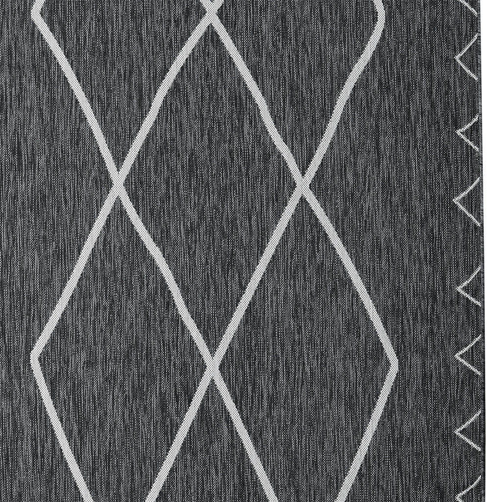 Moroccan Indoor Outdoor Rug Grey White Polyester