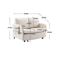 Coolmore Convertible Sleeper Sofa Bed, Modern Velvet Loveseat Couch With Pull Out Bed, Small Beautiful Seat Futon Sofa Bed With Headboard, 2 Pillows & Side Pockets For Living Room Beige Linen