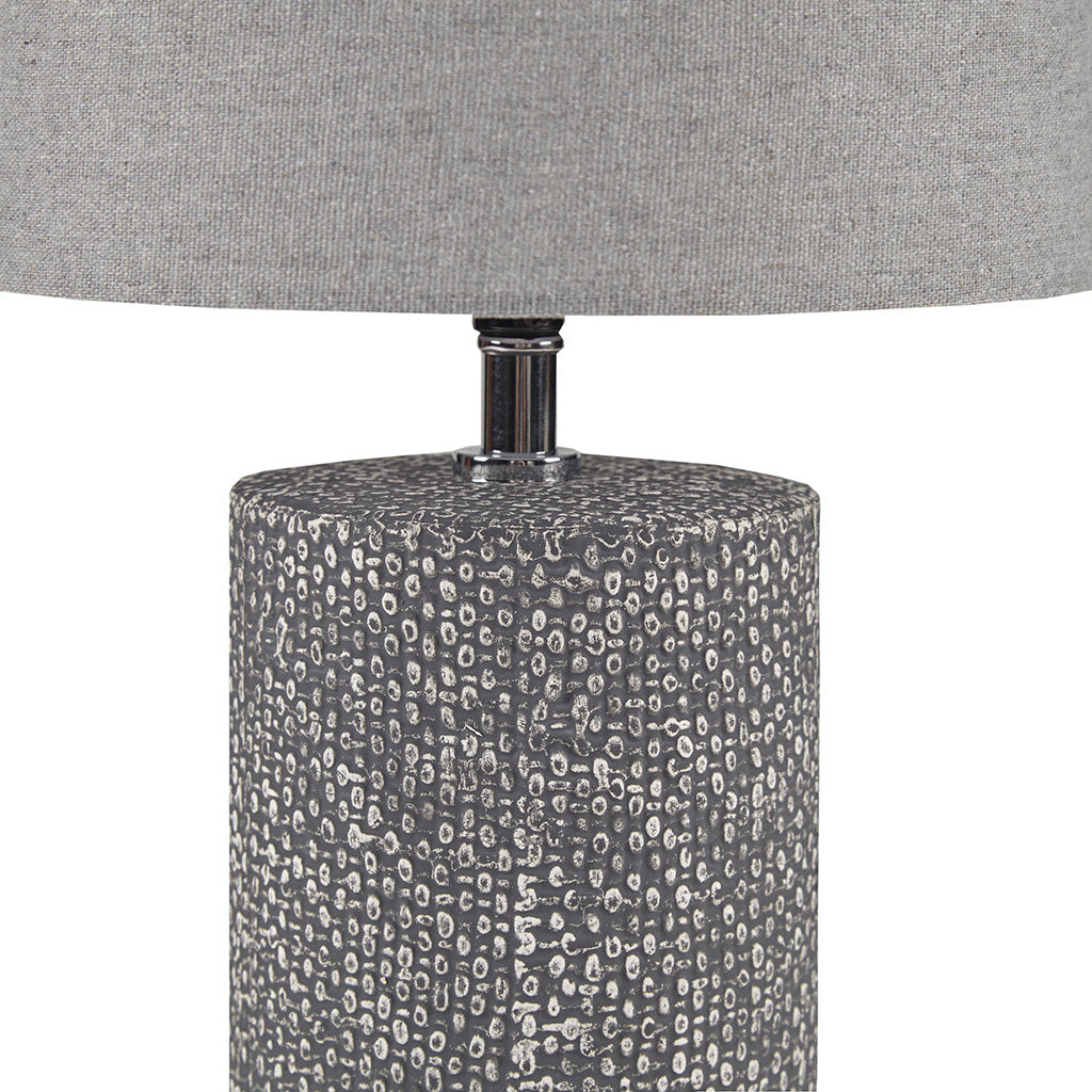 Embossed Ceramic Table Lamp Grey Polyester