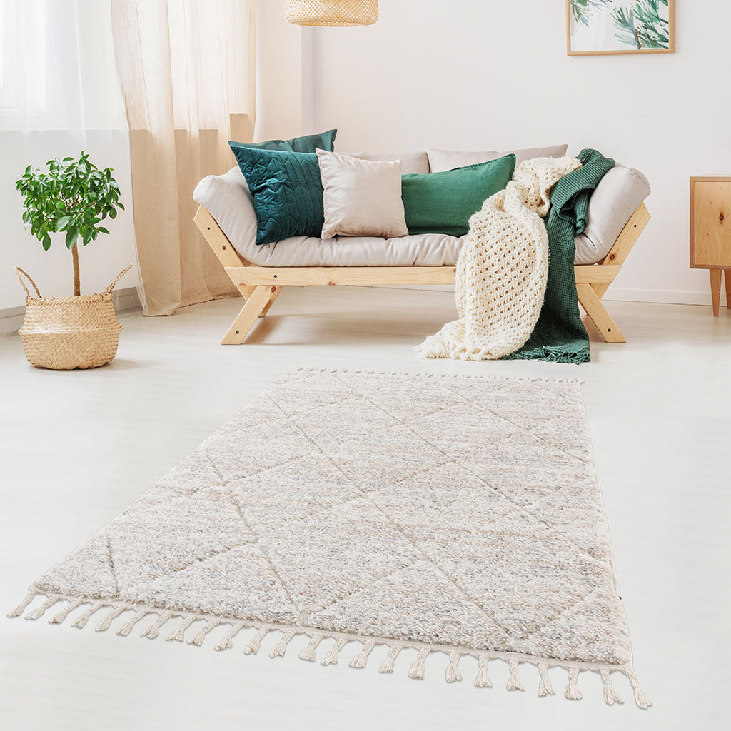 Talas Trellis Area Rug In Cream Cream Polyester