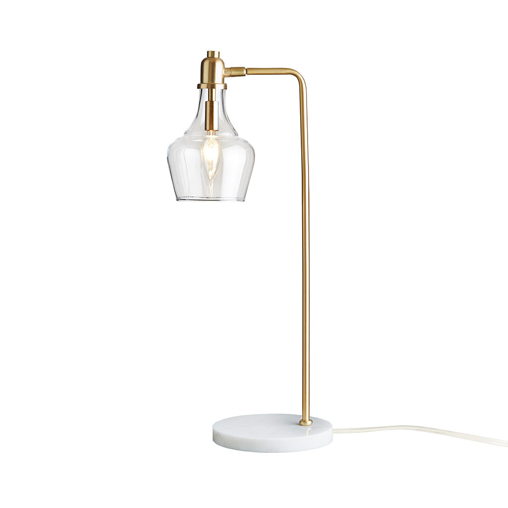 Auburn 24" H Table Lamp With Marble Base Gold Cotton