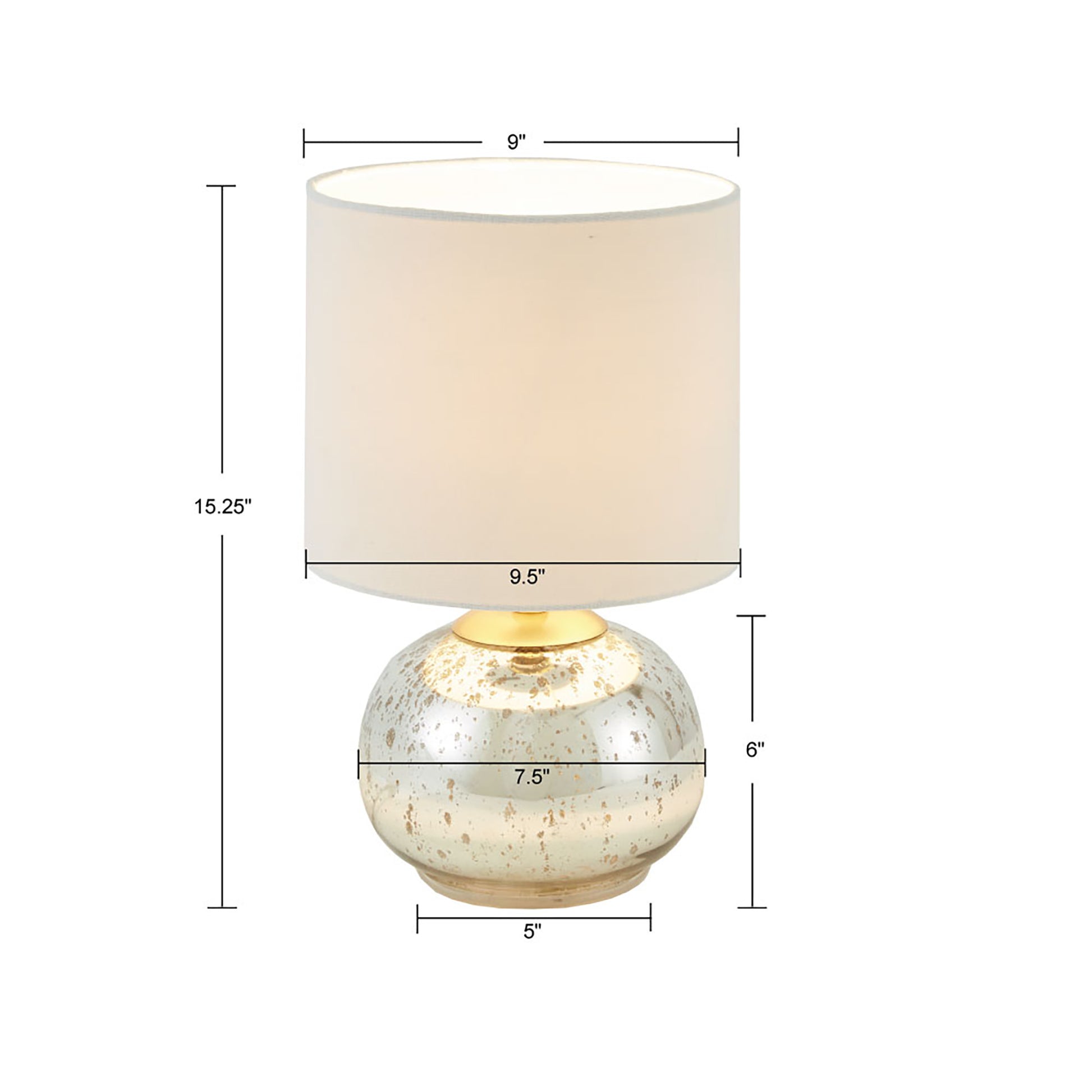 Saxony Metallic Glass Table Lamp Silver Cotton