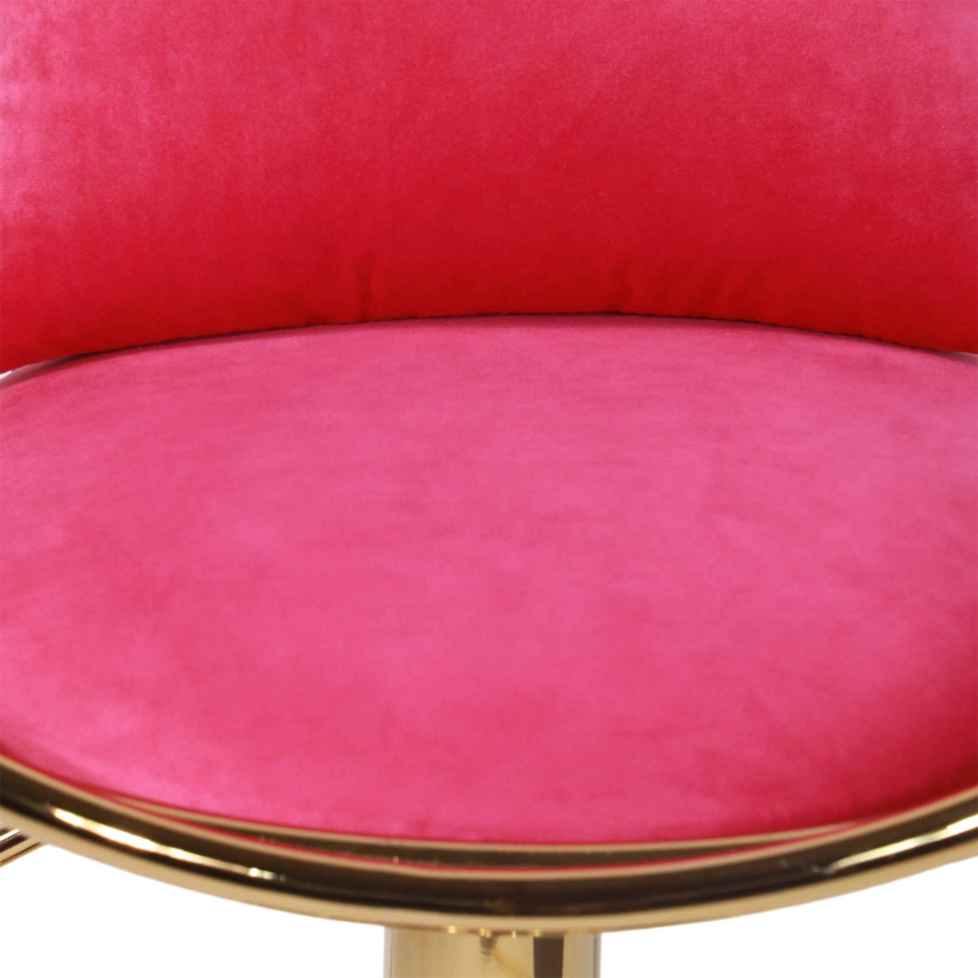 Rose Red Velvet Bar Chair, Pure Gold Plated, Unique Design,360 Degree Rotation.Adjustable Height,Suitable For Dinning Room And Bar,Set Of 2 Rose Red Velvet