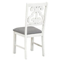 6 Piece Wooden Dining Table Set, Farmhouse Rectangular Dining Table, Four Chairs With Exquisitely Designed Hollow Chair Back And Bench For Home Dining Room Gray White White Gray Solid Wood