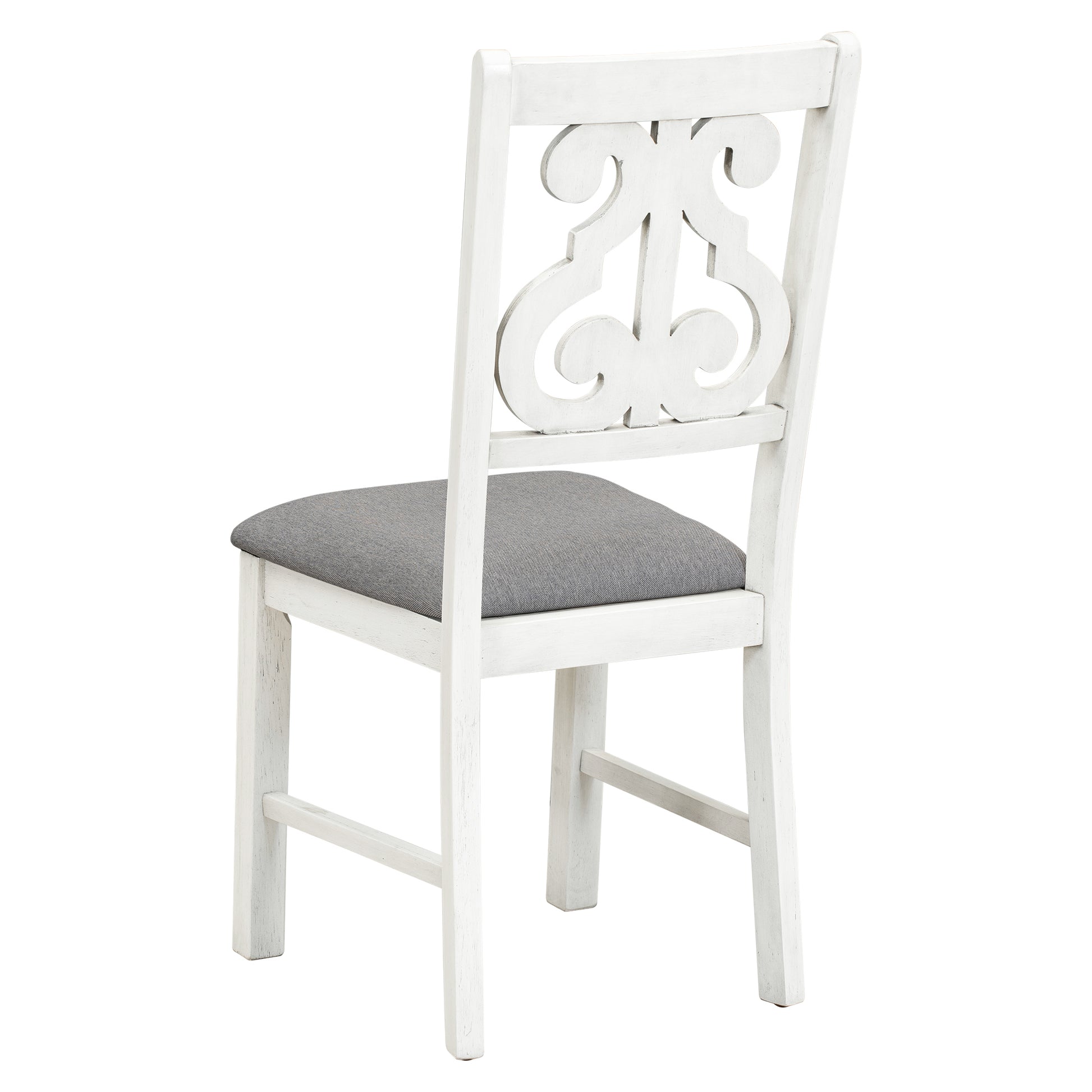 6 Piece Wooden Dining Table Set, Farmhouse Rectangular Dining Table, Four Chairs With Exquisitely Designed Hollow Chair Back And Bench For Home Dining Room Gray White White Gray Solid Wood
