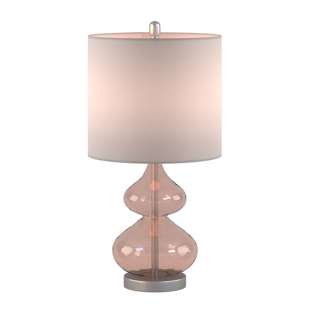 Ellipse Curved Glass Table Lamp, Set Of 2 Pink Cotton