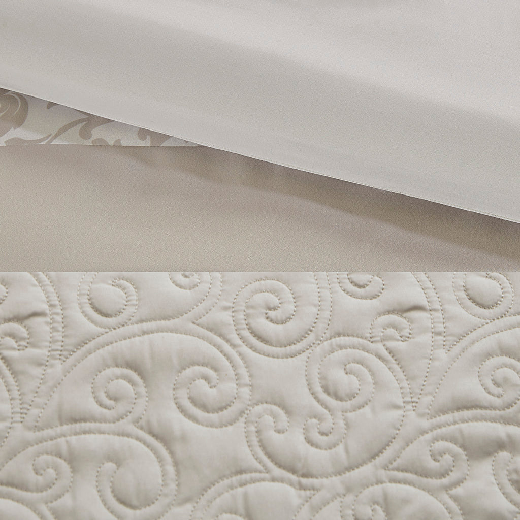 Embroidered 8 Piece Comforter Set Neutral Polyester