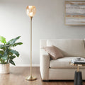 Uplight Floor Lamp With Mercury Glass Shade Antique Brass Iron