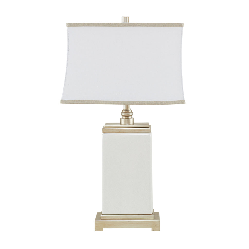 Rectangular Ceramic Table Lamp Ivory Metal