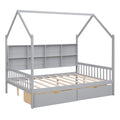 Wooden Full Size House Bed With 2 Drawers,Kids Bed With Storage Shelf, Gray Expected Arrival Time: 5.15 Gray Solid Wood