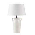 Ceramic Table Lamp With Handles White Polyester