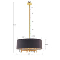 Presidio 5 Light Black Drum Shade Chandelier Black Cotton