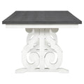 6 Piece Wooden Dining Table Set, Farmhouse Rectangular Dining Table, Four Chairs With Exquisitely Designed Hollow Chair Back And Bench For Home Dining Room Gray White White Gray Solid Wood
