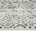Moroccan Bordered Global Woven Area Rug Grey Cream Polyester