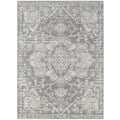 Distressed Medallion Woven Area Rug Cream Grey Polyester