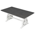 6 Piece Wooden Dining Table Set, Farmhouse Rectangular Dining Table, Four Chairs With Exquisitely Designed Hollow Chair Back And Bench For Home Dining Room Gray White White Gray Solid Wood