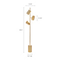 3 Light Metal Floor Lamp Gold Cotton