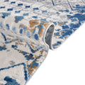 Moroccan Global Woven Area Rug Blue Cream Polyester