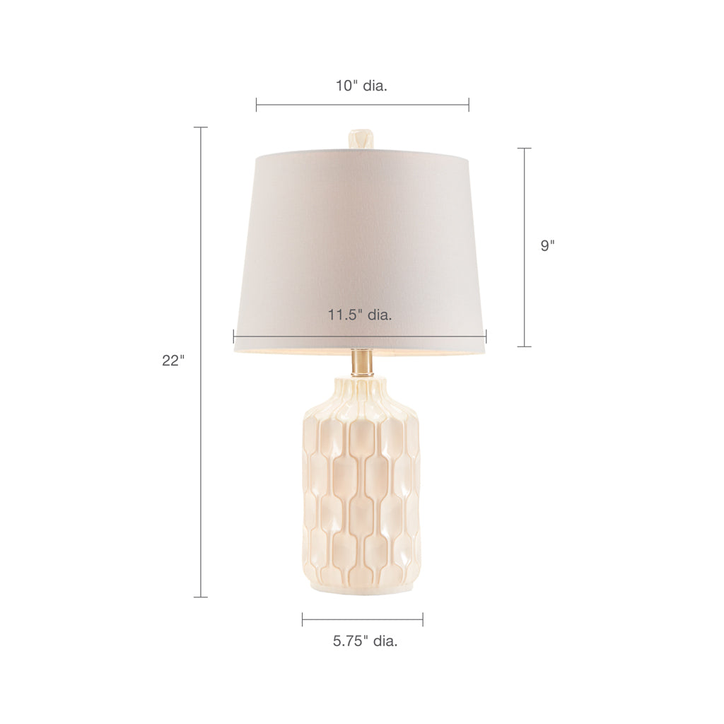 Contour Ceramic Table Lamp Ivory Cotton