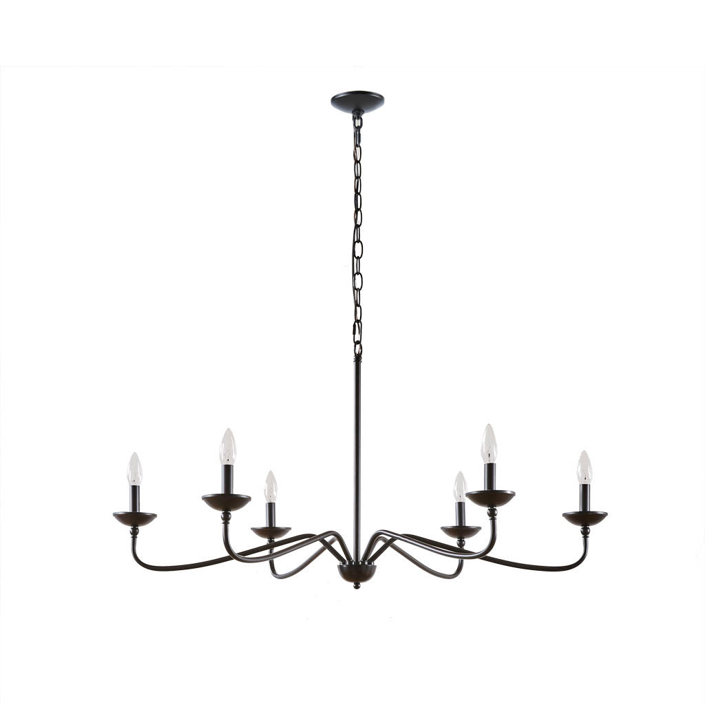 Brighton 6 Light Farmhouse Metal Chandelier Matte Black Cotton