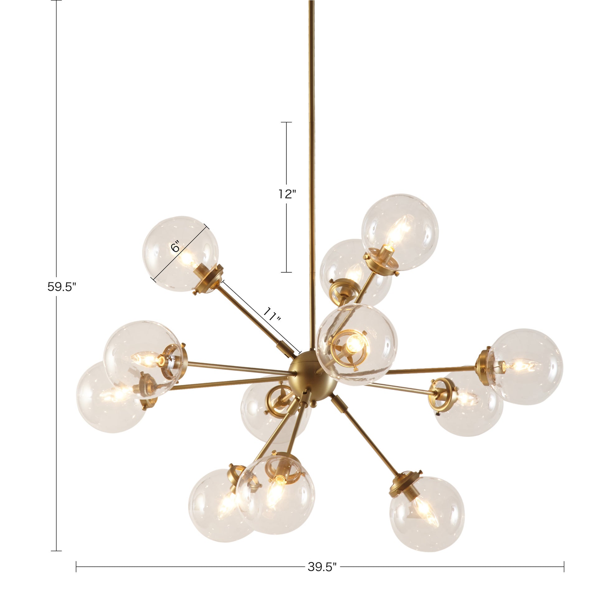 Paige 12 Light Chandelier With Oversized Globe Bulbs Gold Cotton