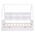 Wooden Twin Size House Bed With 2 Drawers,Kids Bed With Storage Shelf, White Twin White Solid Wood