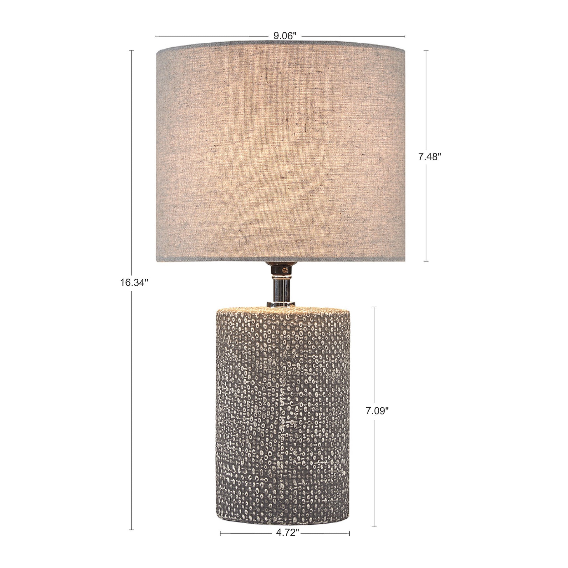 Embossed Ceramic Table Lamp Grey Polyester