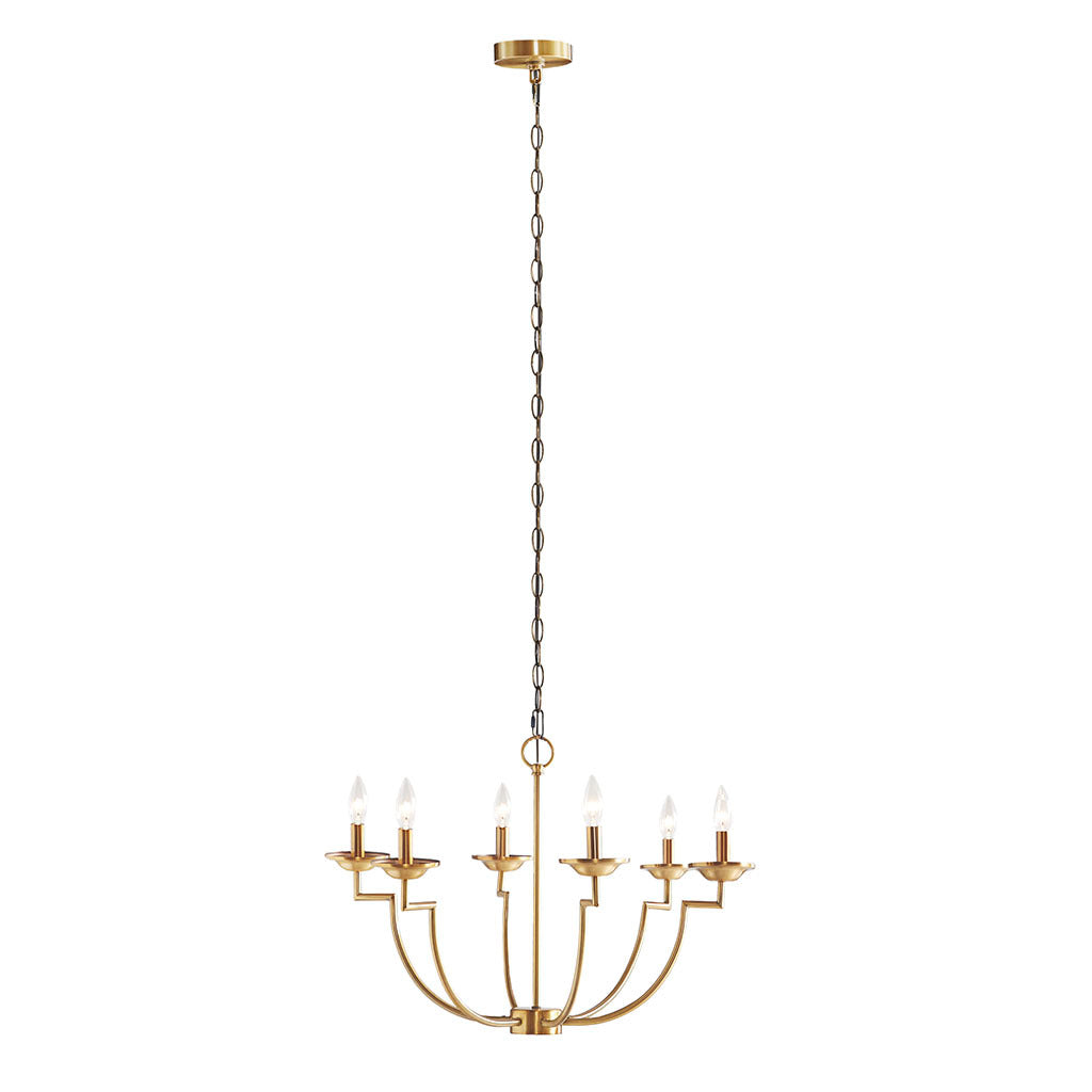 Savor 6 Light Traditional Candelabra Styled Chandelier Gold Cotton