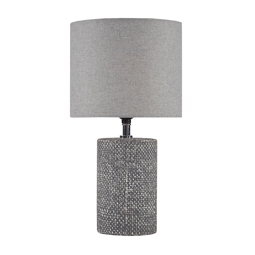 Embossed Ceramic Table Lamp Grey Polyester