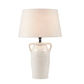 Ceramic Table Lamp With Handles White Polyester