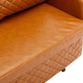 Coolmore Convertible Sleeper Sofa Bed, Modern Velvet Loveseat Couch With Pull Out Bed, Small Beautiful Seat Futon Sofa Bed With Headboard, 2 Pillows & Side Pockets For Living Room Brown Pu