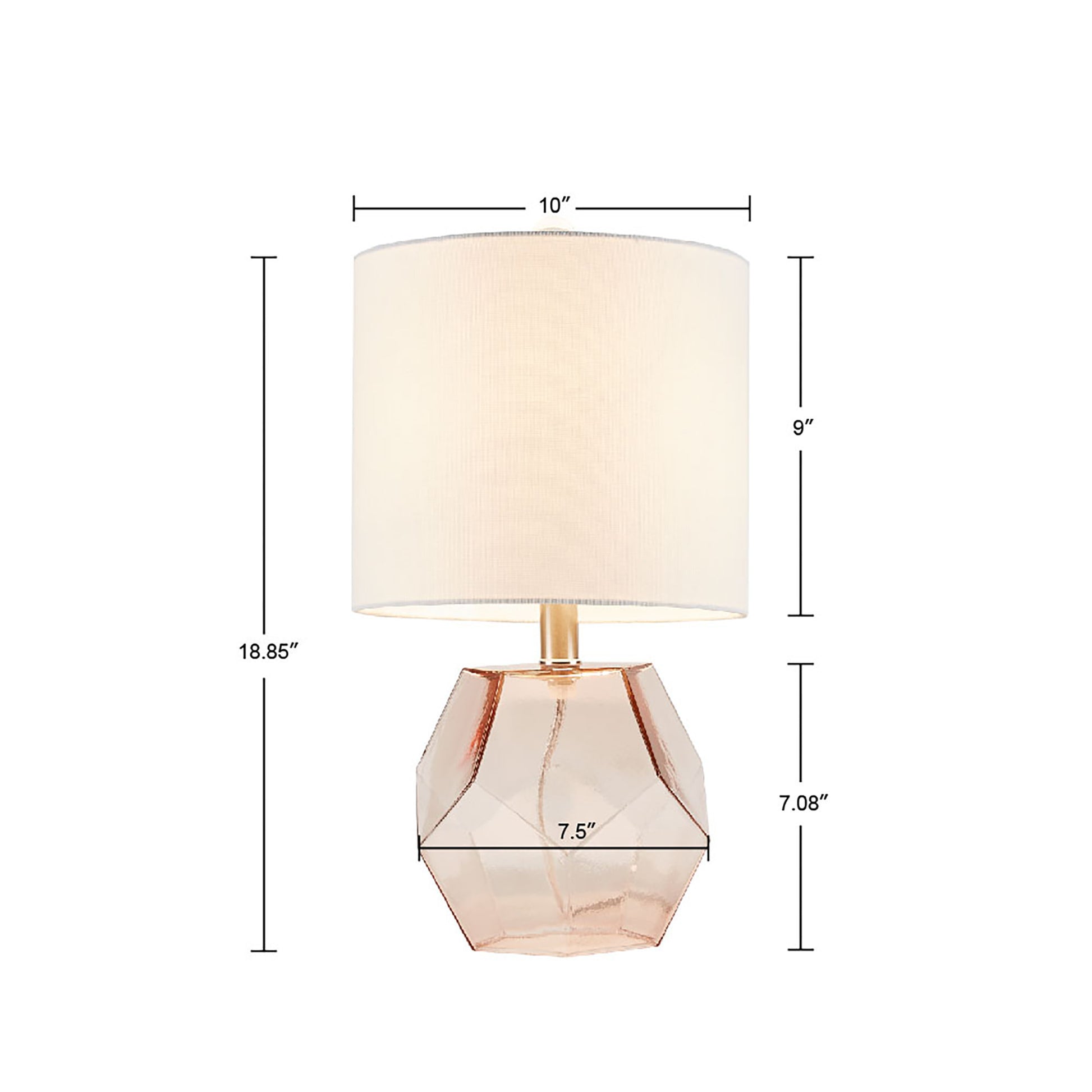 Bella Geometric Glass Table Lamp Pink Cotton