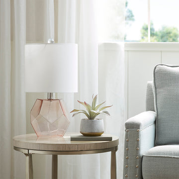 Bella Geometric Glass Table Lamp Pink Cotton