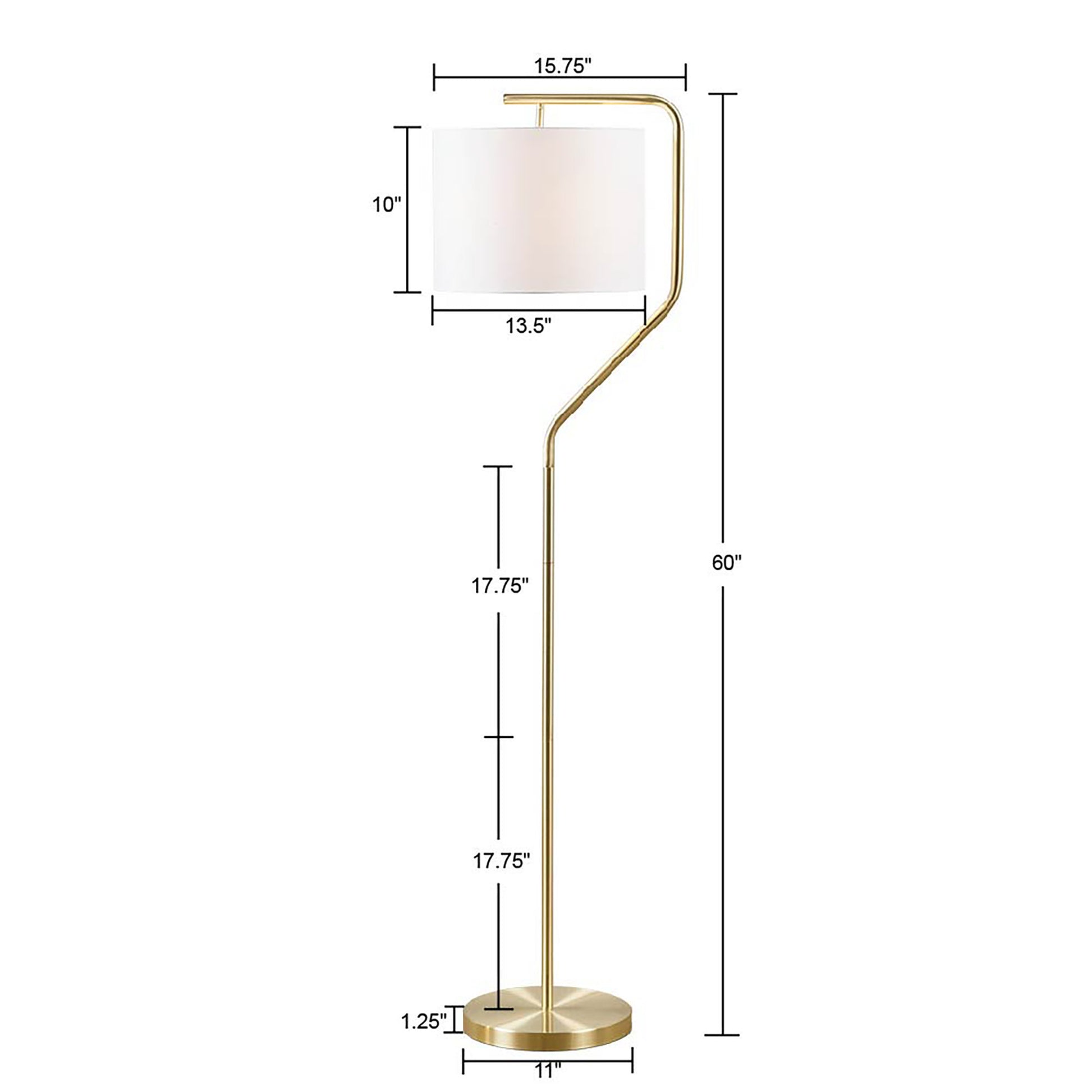 Angular Arched Metal Floor Lamp Gold Polyester