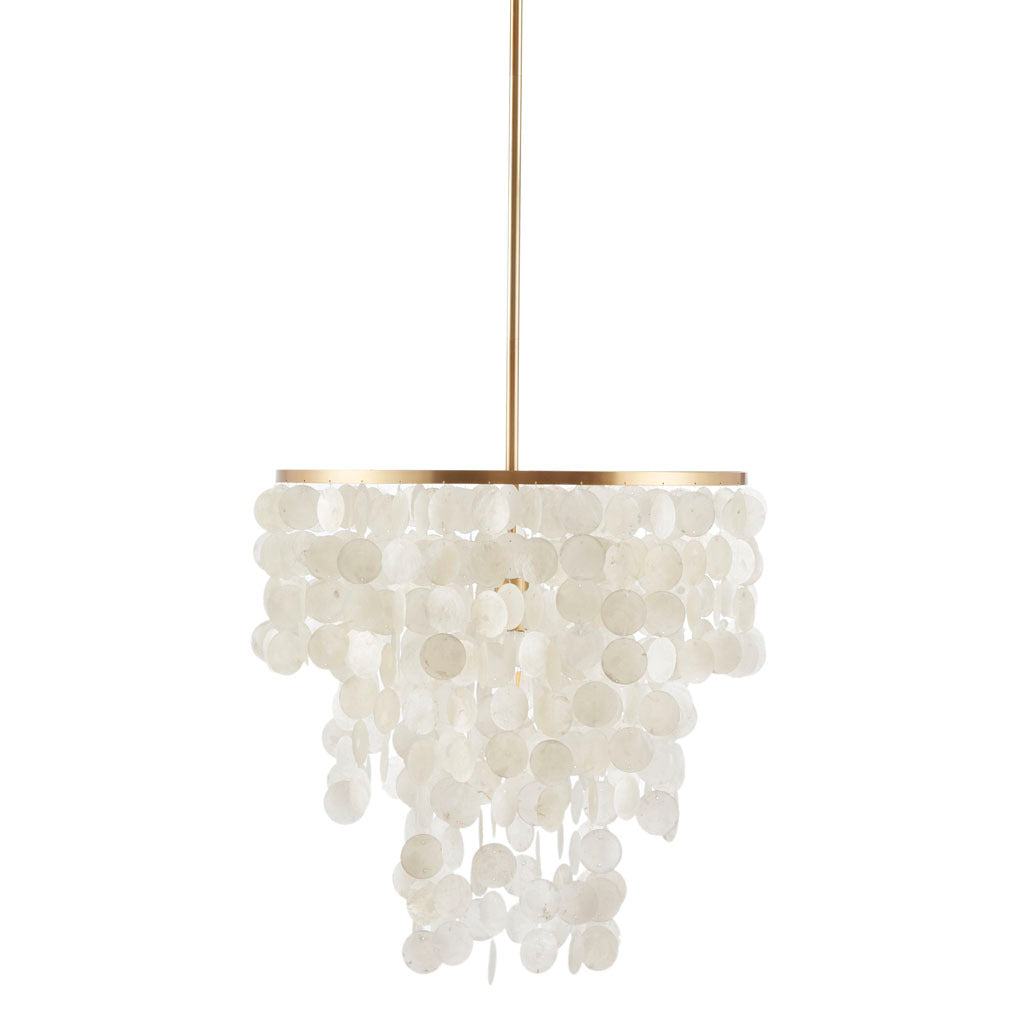 Layered Capiz Chandelier White Cotton