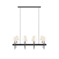 8 Light Traditional Chandelier With Drum Shades Black Silver Polyester