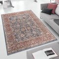 Persian Bordered Traditional Woven Area Rug Blue Red Polyester