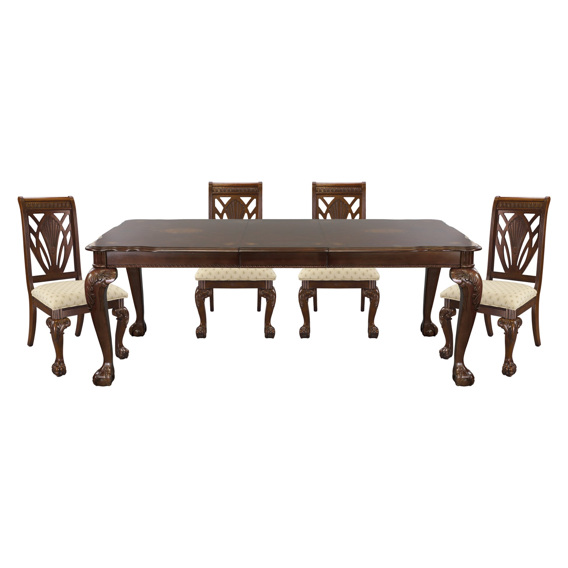 Dark Cherry Finish Formal Dining 5Pc Set Table With Extension Leaf And 4X Side Chairs Upholstered Seat Traditional Design Furniture Wood Cherry Seats 4 Wood Dining Room Extendable Traditional 4 Leg Dining Table With Chair Wood