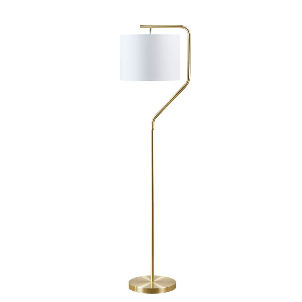 Angular Arched Metal Floor Lamp Gold Polyester