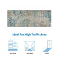 Abstract Area Rug Cream Blue Polyester