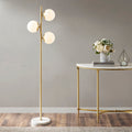 3 Globe Light Floor Lamp With Marble Base Gold Cotton