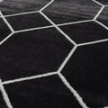 Trellis Geometric Woven Area Rug Black Cream Polyester